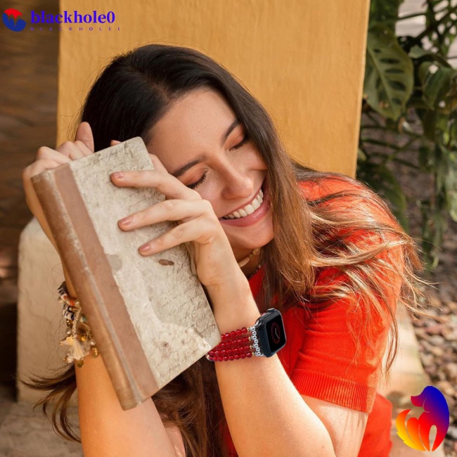 Dây Đeo Chuỗi Hạt Đá Bán Quý Co Giãn Thay Thế Cho Đồng Hồ Thông Minh Iwatch