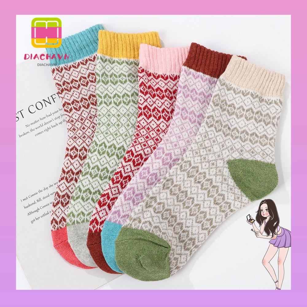 Set 5 Đôi Tất Giữ Nhiệt Thoáng Khí Nhiều Màu Sắc