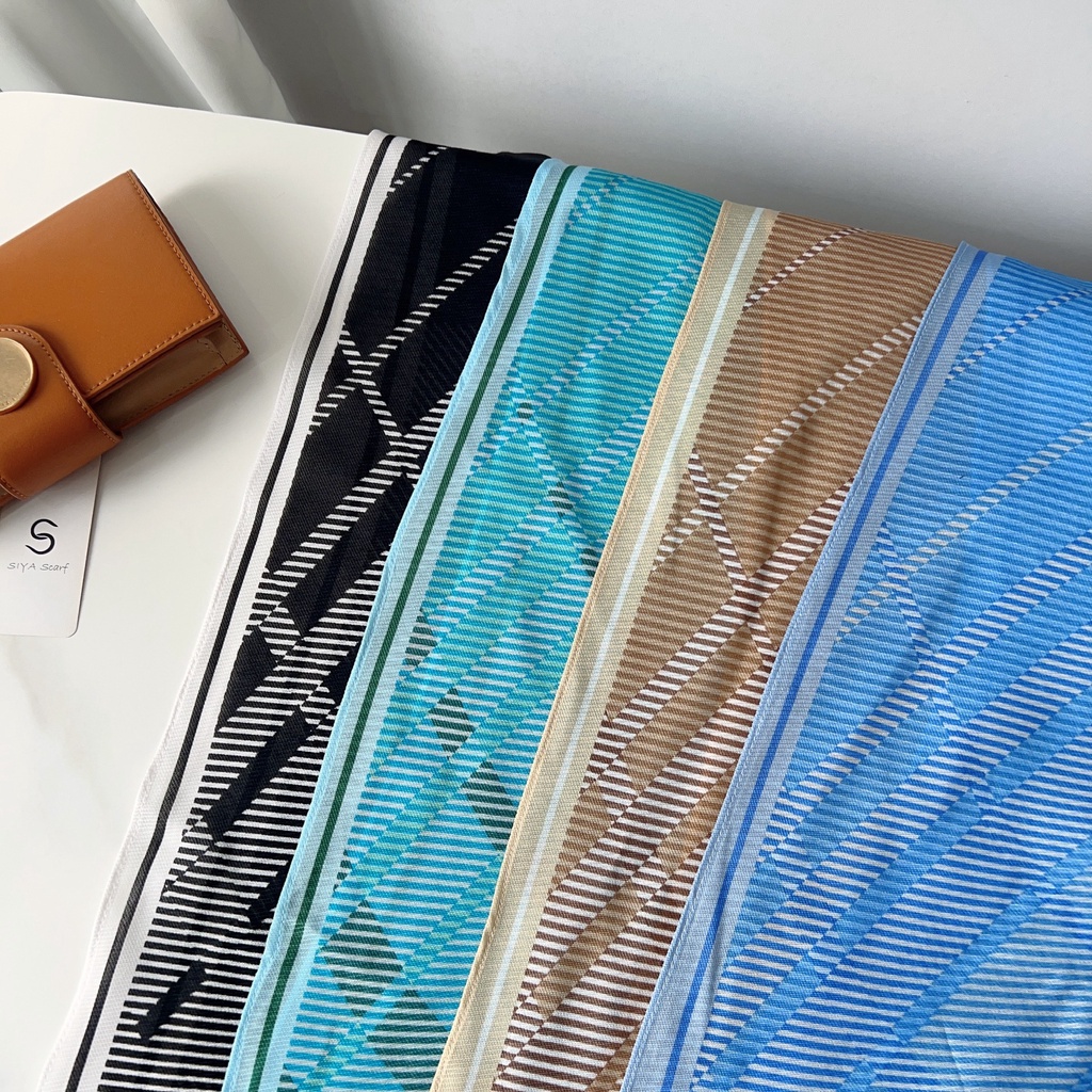 Khăn Quàng Cổ Chống Nắng Thắt Nút Họa Tiết Kẻ Sọc Thanh Lịch Thời Trang Mùa Hè Cho Nữ