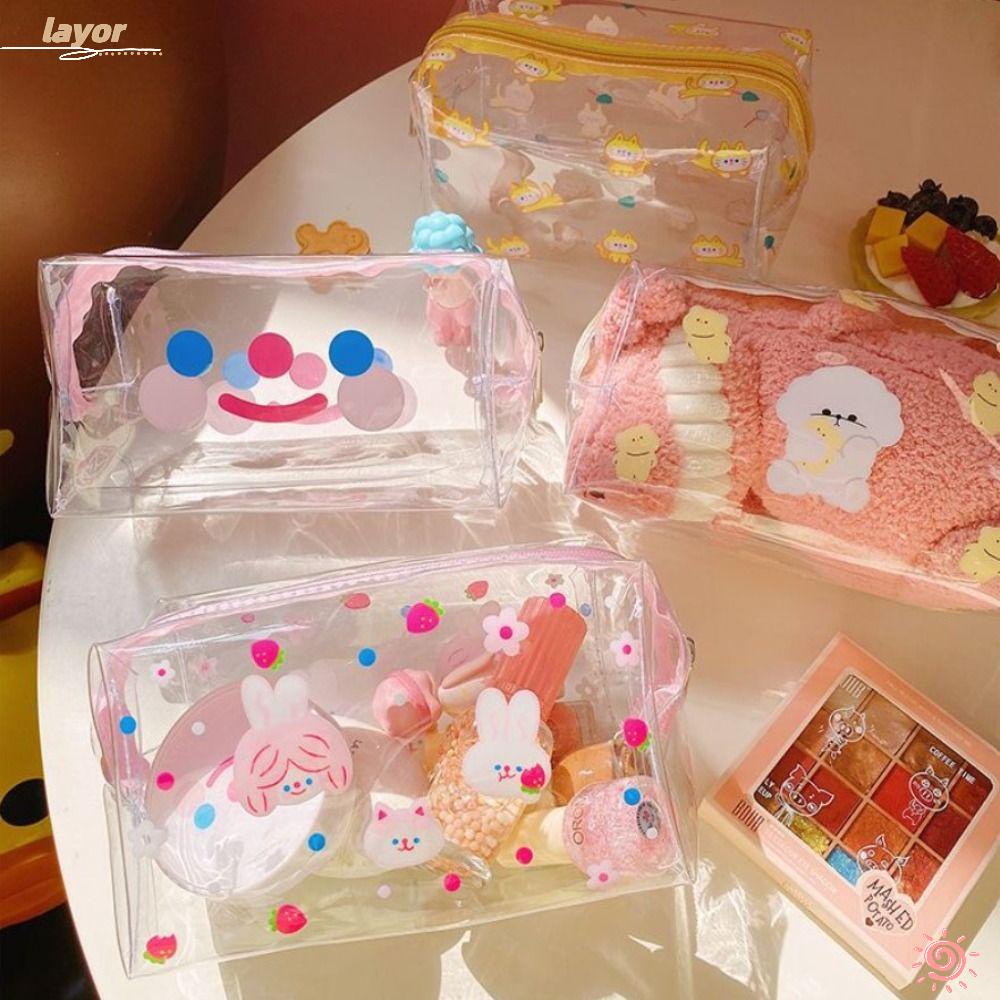 LAY Túi Đựng Mỹ Phẩm Bằng PVC Sức Chứa Lớn Có Khóa Kéo Cho Nữ