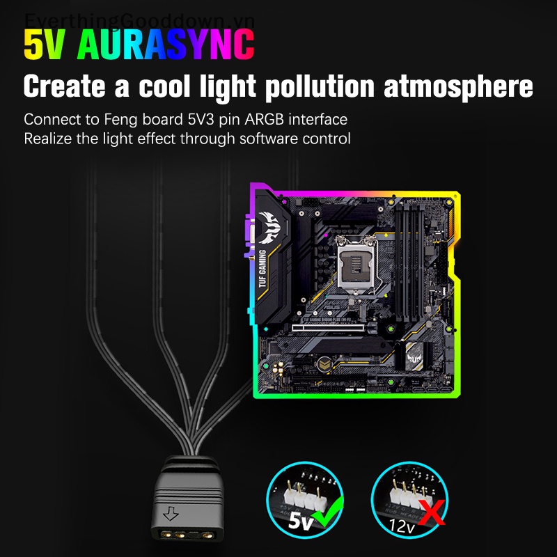 Cáp Chia Cổng 5V 3Pin 1 Sang 2 1 Sang 4 33.5cm ARGB Chuyên Dụng Cho Bo Mạch Chủ