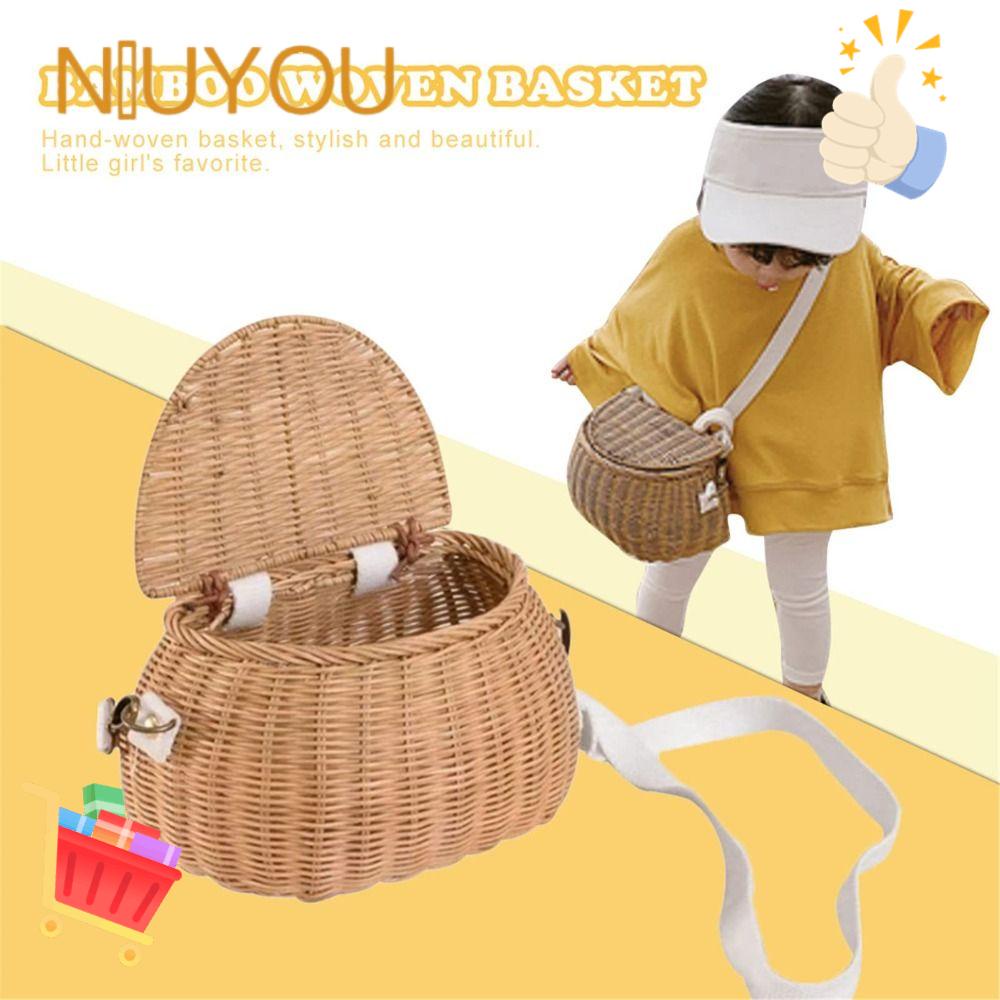 NIUYOU Giỏ Xe Đạp Chất Liệu Dệt Trang Trí Cho Bé