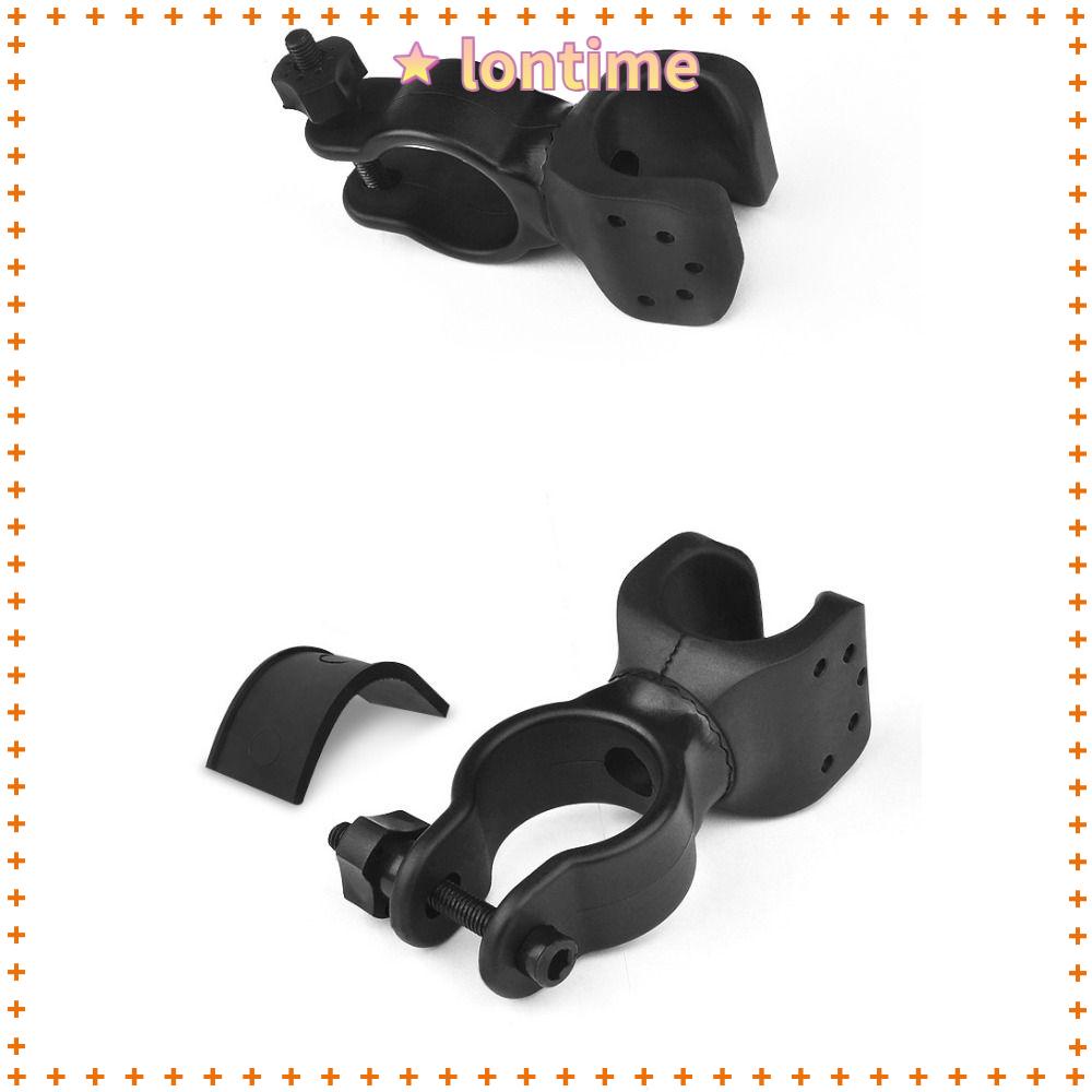 LONTIME Bộ 2 Giá Đỡ Đèn Pin Xoay 360 Độ Bằng Nhựa Màu Đen Cho Xe Đạp