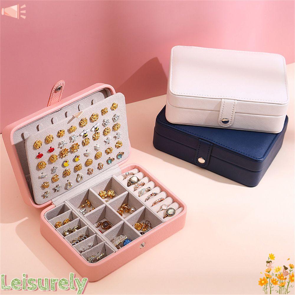 LEILY Hộp Đựng Trang Sức Nắp Lật Bằng Da Bền Bỉ
