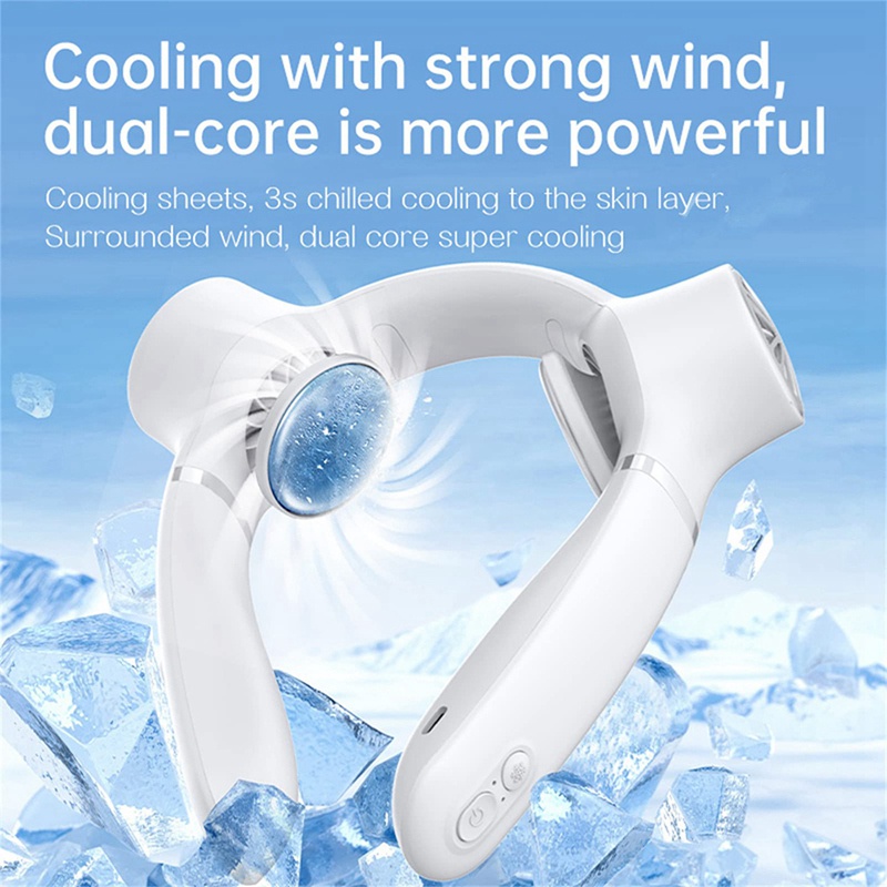 Quạt Làm Mát Đeo Cổ 4000MAh Màu Trắng Tiện Dụng Mang Theo Du Lịch Cắm Trại