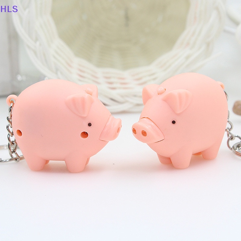 Móc Khóa Hình Heo Con Có Đèn LED Dễ Thương