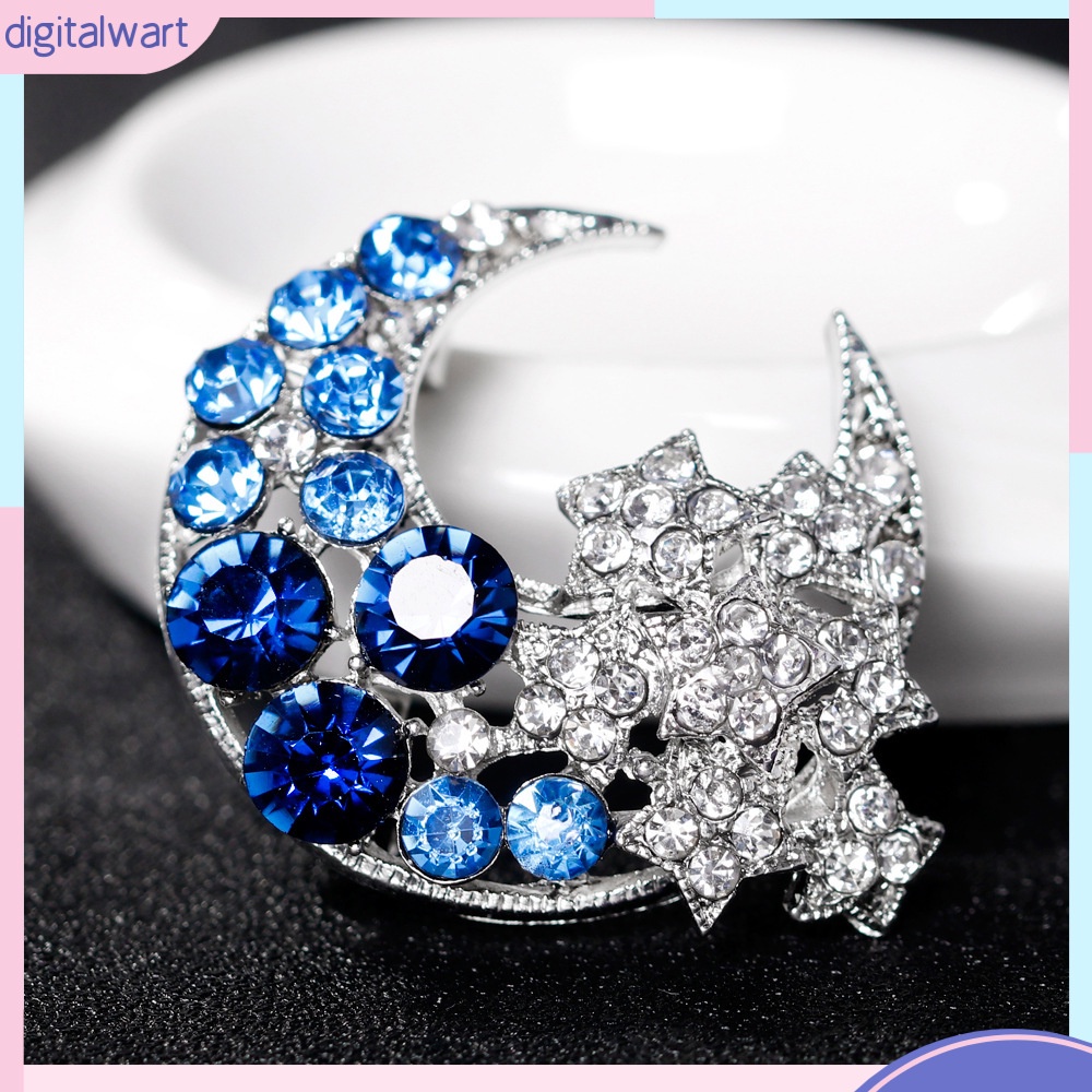 Ghim Cài Áo Hình Ngôi Sao / Mặt Trăng Đính Đá Thời Trang Cho Nữ