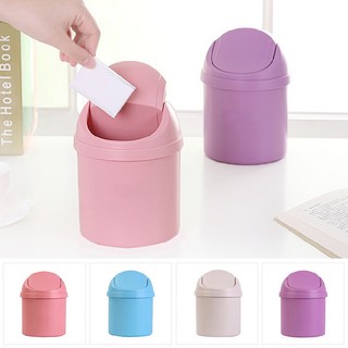 Mini Trash Can Storage Bucket Kitchen Plastic Desktop With Lid Small Trash Can