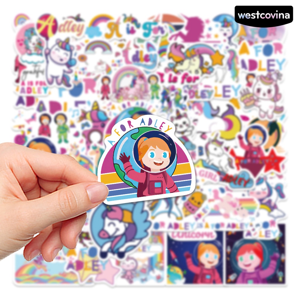 [WSTN]✎Bộ 50 Miếng Dán Hoạt Hình Tự Dính Chống Thấm Nước Không Để Lại Dấu Vết
