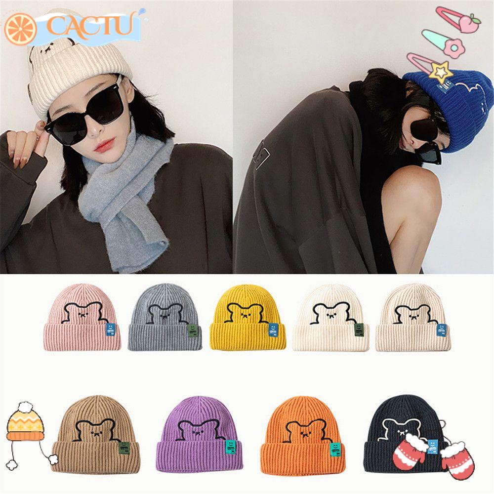 CACTU Mũ Len Dệt Kim Unisex Phong Cách Hip hop Giữ Ấm Mùa Đông