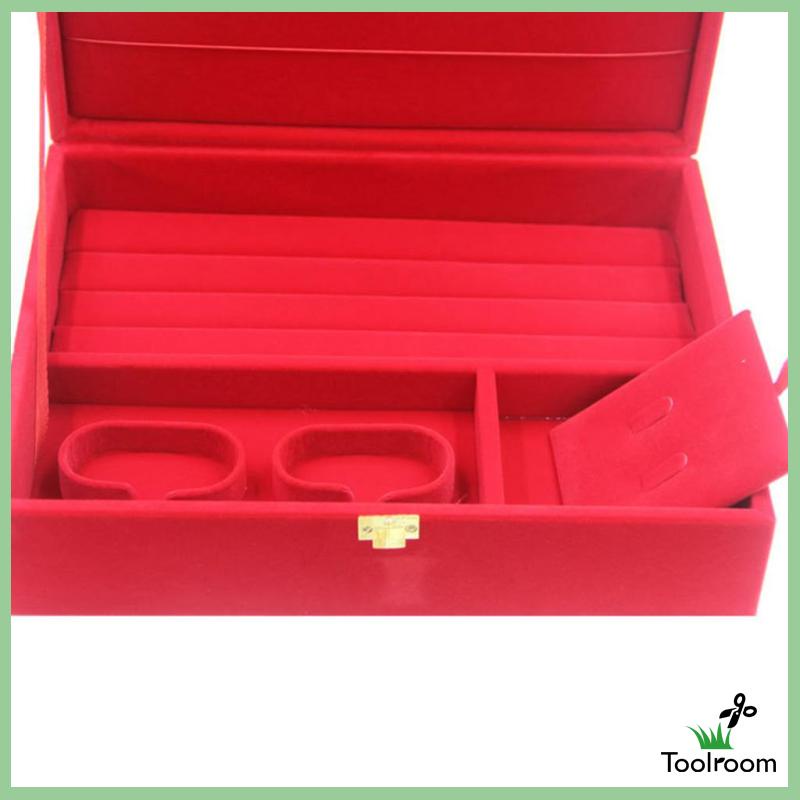 Hộp Đựng Trang Sức Bằng Nhung Đỏ Đa Năng Phong Cách Trung Hoa