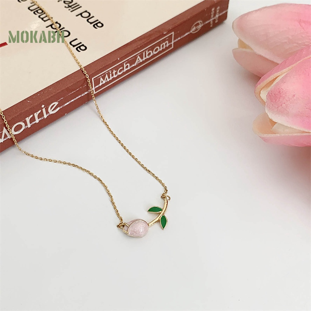 Vòng cổ Mặt Hình Hoa Tulip Đính Ngọc Trai Nhân Tạo Phong Cách Vintage Thanh Lịch