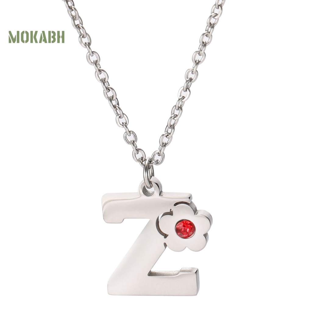 [Mok Abh] Vòng cổ Bằng Thép Titan Mặt Hình Bảng Chữ Cái Đơn Giản Dễ Phối Đồ Thân Thiện Với Da Không Dị Ứng Trang Trí Unisex