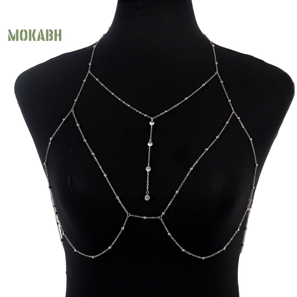 [Mok Abh] Dây Xích Đeo Ngực Có Thể Điều Chỉnh Đính Đá Sang Trọng Quyến Rũ