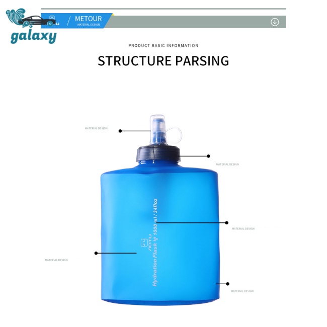 Galaxy Bình Nước Mềm Dung Tích Lớn 1000ml / 2000ml Có Bộ Lọc Tiện Dụng Khi Đi Bộ Đường Dài