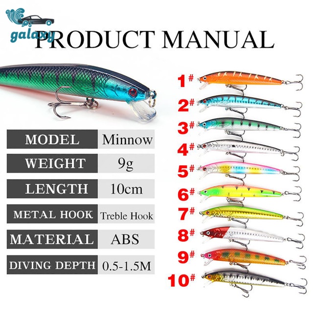 Galaxy Set 5 Mồi Câu Cá Giả 10cm / 8.5g Chuyên Nghiệp