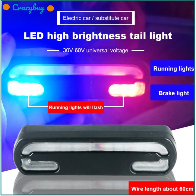 Cr Đèn Led Cảnh Báo An Toàn Chống Nước 36v / 48v Gắn Đuôi Xe Đạp