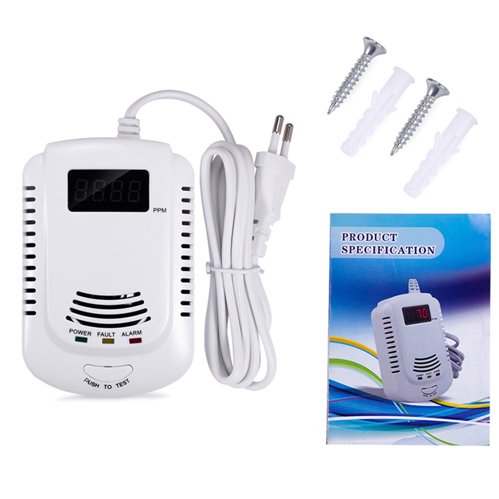 Đầu dò báo động khí Gas LPG LNG Cảm biến rò rỉ khí tự nhiên Cảnh báo âm thanh ánh sáng An ninh gia đình Phòng cháy chữa cháy