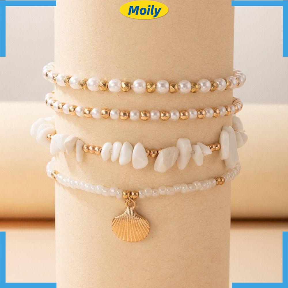 MOILYVN Lắc Chân Đính Đá Thủ Công Phong Cách Bohemia Thời Trang Cho Nữ