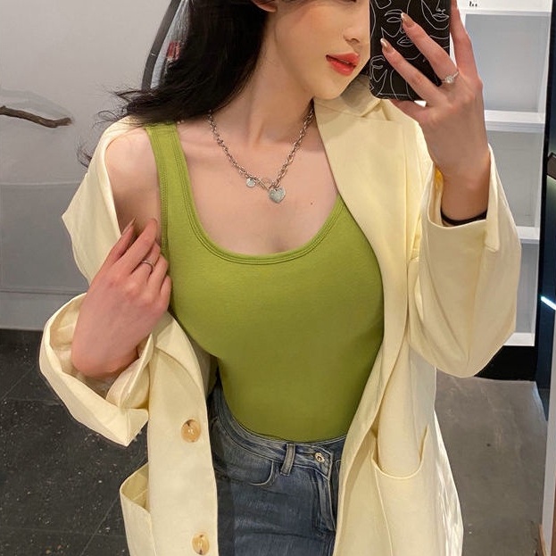 Áo Hai Dây Dáng Ngắn Hở Lưng Màu Trơn Phong Cách Thời Trang Mới 2022