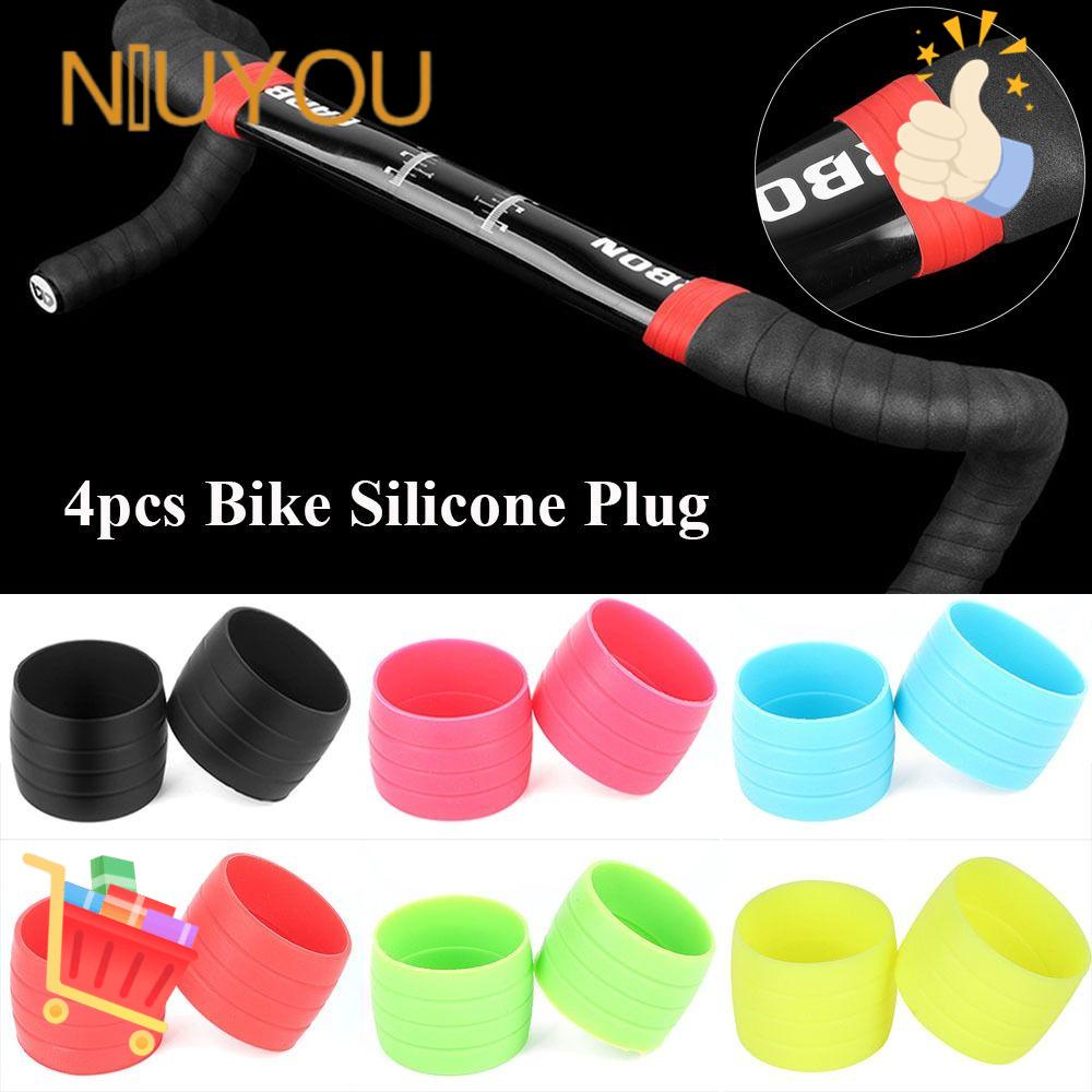 NIUYOU Bộ 4 Nút Bịt Tay Cầm Xe Đạp Bằng Silicone Cao Su Chống Nước &amp; Trượt