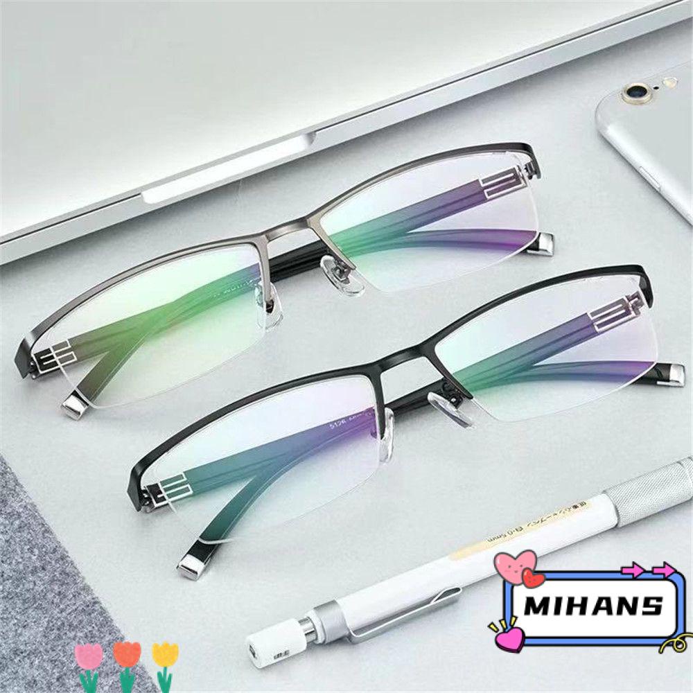 MIH Mắt Kính Nửa Gọng Chống Ánh Sáng Xanh Phong Cách Doanh Nhân Cổ Điển