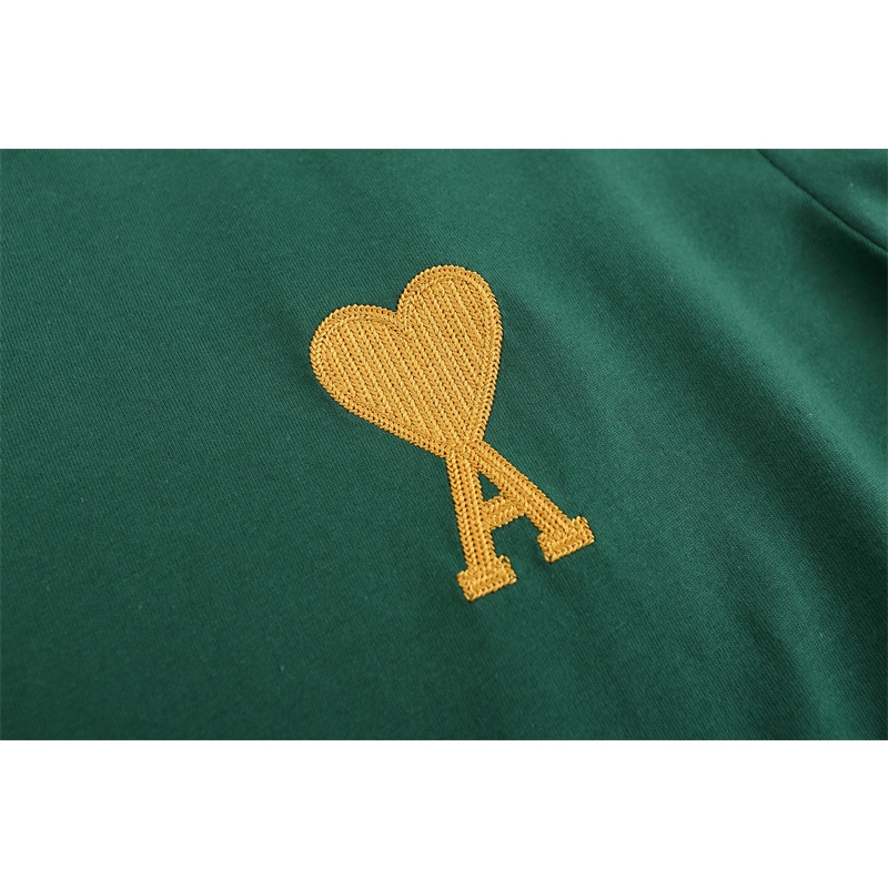 Áo Thun Unisex Ngắn Tay Cổ Điển Thêu Trái Tim Vàng a-m-i88 pa-ris &amp; - Mới