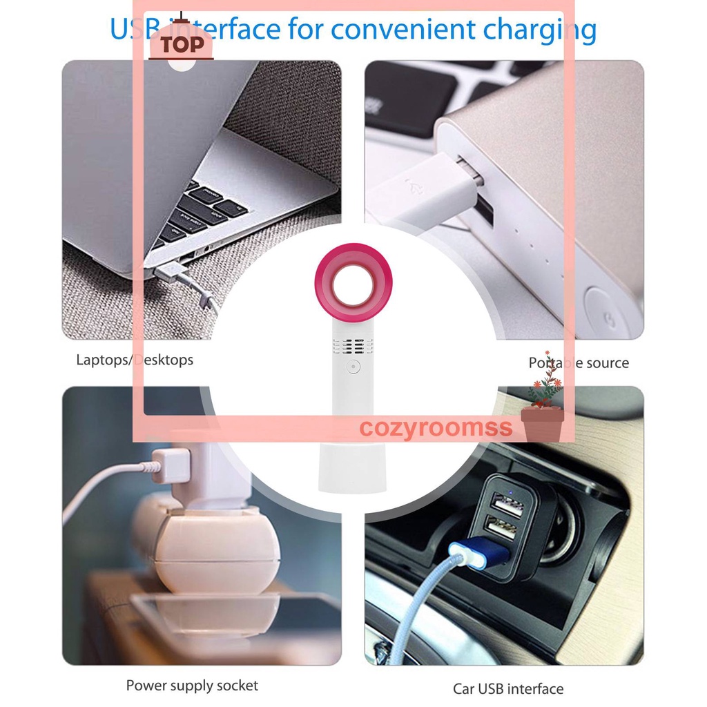 Quạt Mini Cầm Tay Không Cánh 3 Tốc Độ 1200mAh