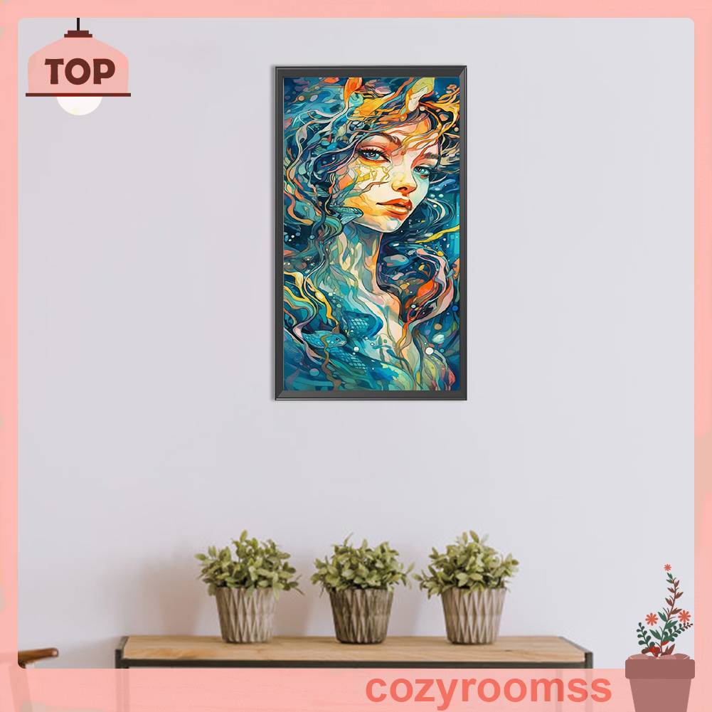 Tranh Đính Đá Kim Cương Toàn Bộ 5D DIY Hình Vẽ Nàng Tiên Cá Nhỏ
