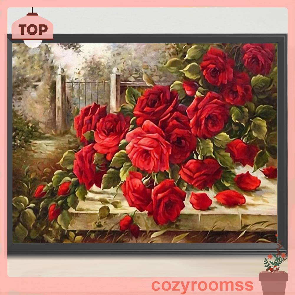 Tranh Đính Đá Kim Cương Toàn Bộ 5D DIY Hình Vẽ Hoa Hồng