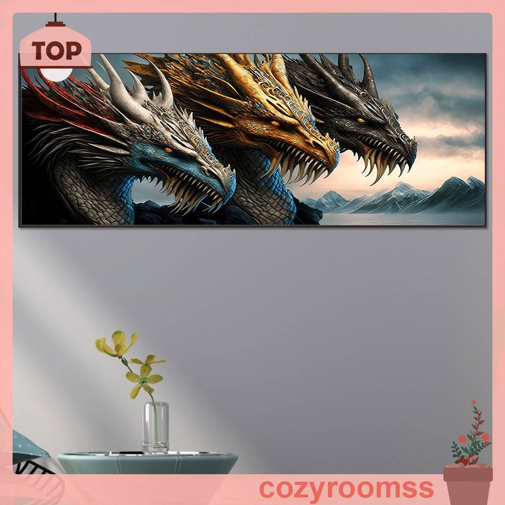 Tranh Đính Đá Kim Cương Toàn Bộ 5D DIY Hình Vẽ Rồng Trang Trí Nhà Cửa