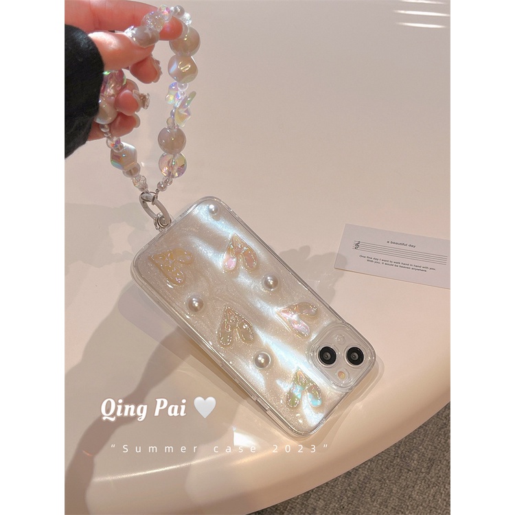 Ốp Điện Thoại Bảo Vệ Chống Rơi Phối Chuỗi Ngọc Trai Ba Chiều Cho Apple 14promax Iphone13 New / 11 14pro 13pro 14