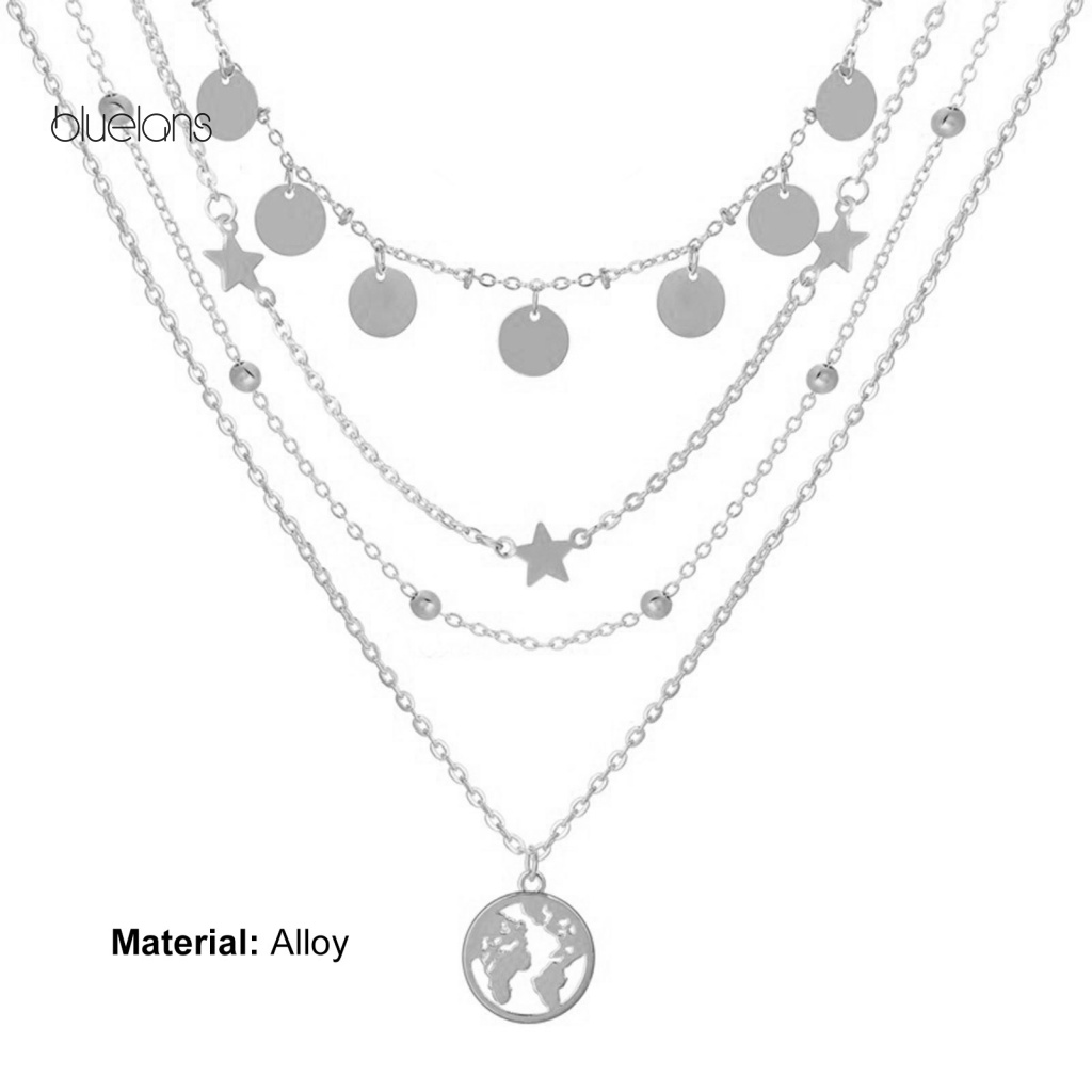 Vòng cổ Nhiều Lớp Mặt Tròn Hình Bản Đồ Có Thể Điều Chỉnh Cho Nữ