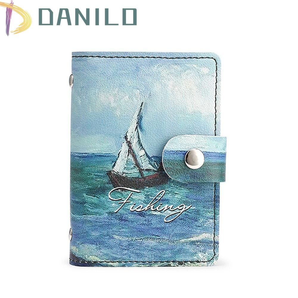 DANILO Ví Đựng Thẻ Kẹp Tiền Nhiều Ngăn Họa Tiết Tranh Sơn Dầu Dễ Thương Cho Nữ