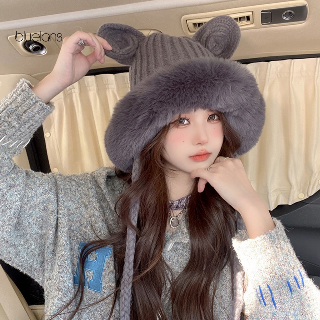 Mũ beanie Trùm Tai Màu Trơn Chống Gió Thời Trang Thu Đông Hàn Quốc Dễ Thương