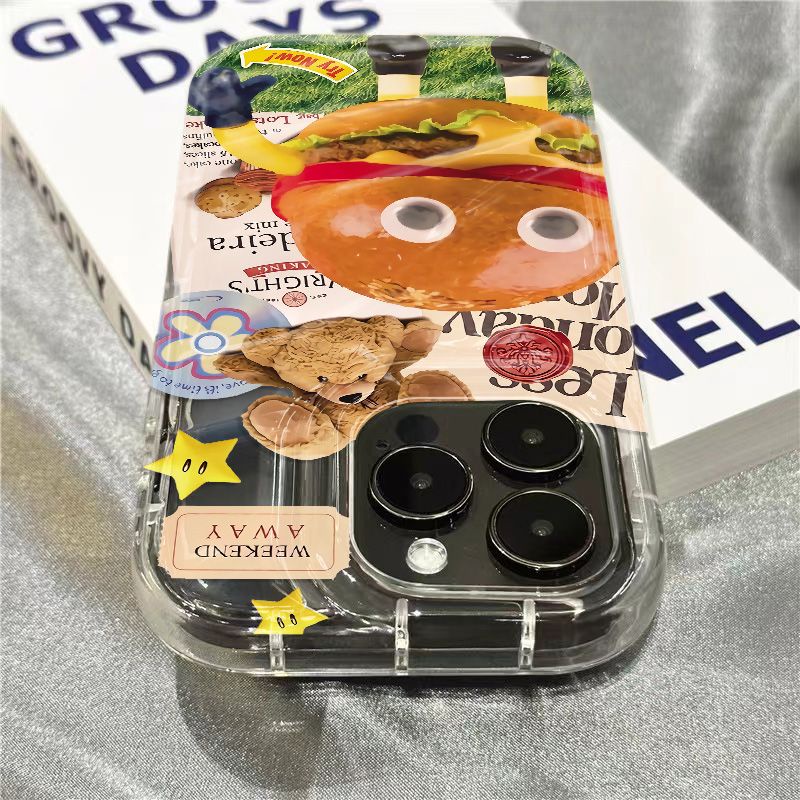 Ốp Điện Thoại Mềm Trong Suốt Hình Burger Vui Nhộn Cho iPhone14promax 1312 / 11 7 / 8plus xr / sins G4FV