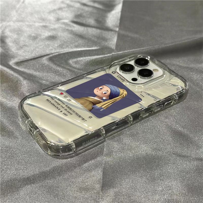 Ốp Điện Thoại Mềm Trong Suốt Hình Cô Gái Ngọc Trai Cho iPhone14promax 1312 / 11 7 / 8plus xr / sins EXI5