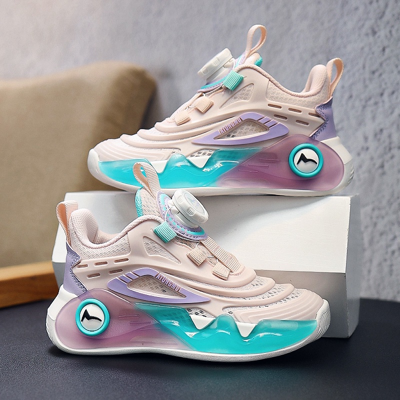 Giày Thể Thao Phối Lưới Chống Trượt Trọng Lượng Nhẹ Đính Nút Xoay Chất Lượng Cao Cho Bé Trai