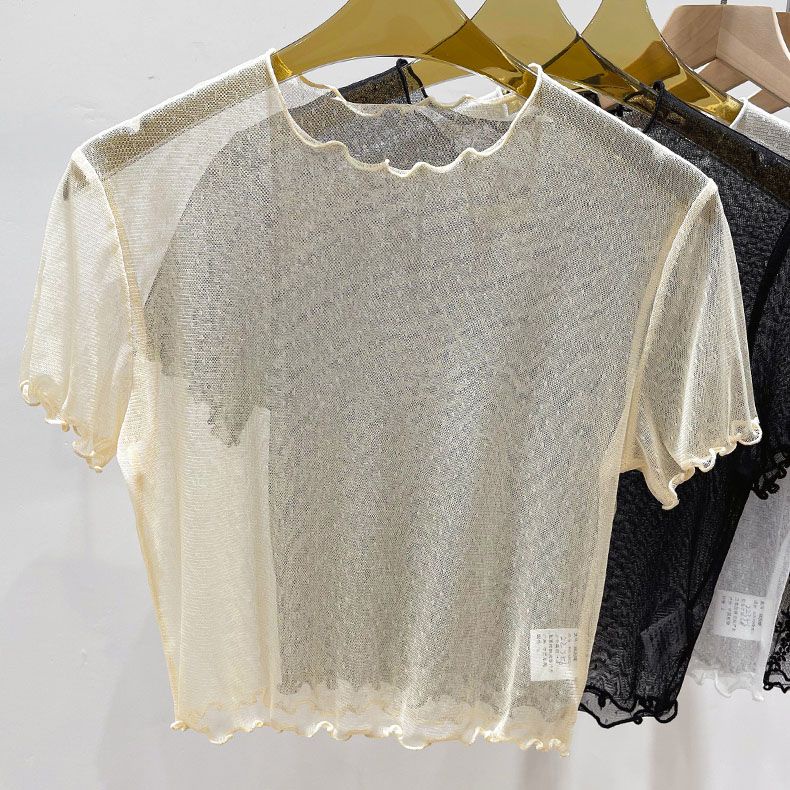 Milyfashion Áo Thun Tay Ngắn Mỏng Xuyên Thấu Thời Trang Mùa Hè Cho Bé