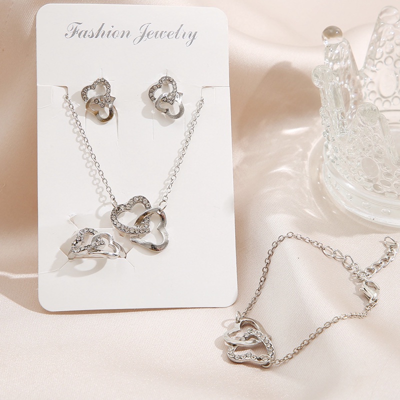 Ygt Bộ Trang Sức Vòng cổ / Nhẫn / Vòng Tay Mạ Bạc Đính Đá Zircon Tinh Tế Cho Nữ