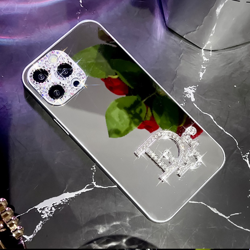 Ốp Điện Thoại Cứng Chống Rơi Tráng Gương Đính Đá Lấp Lánh Sang Trọng Cho iPhone11 12 13 14 pro max 14plus