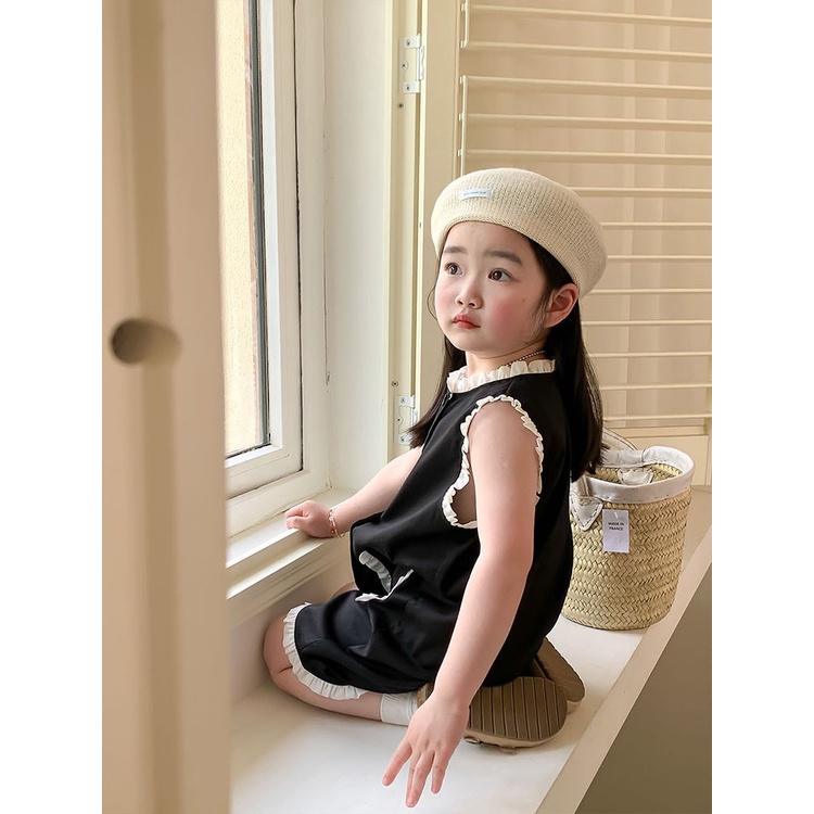 Cô gái ren jumpsuit mùa hè mới bé gái Hàn Quốc jumpsuit phong cách phương Tây mỏng áo búp bê không tay