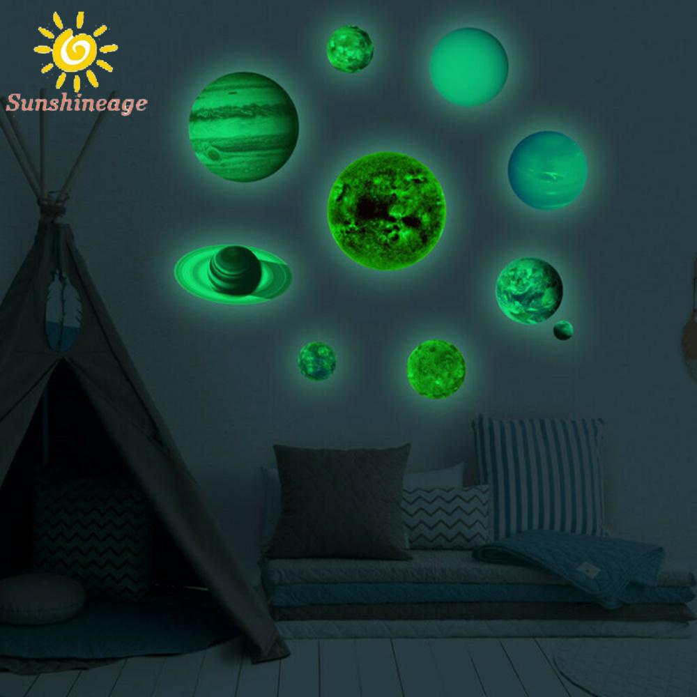 Miếng Dán Tường Bằng PVC Hình Hành Tinh 10 Hành Tinh Độc Đáo DIY