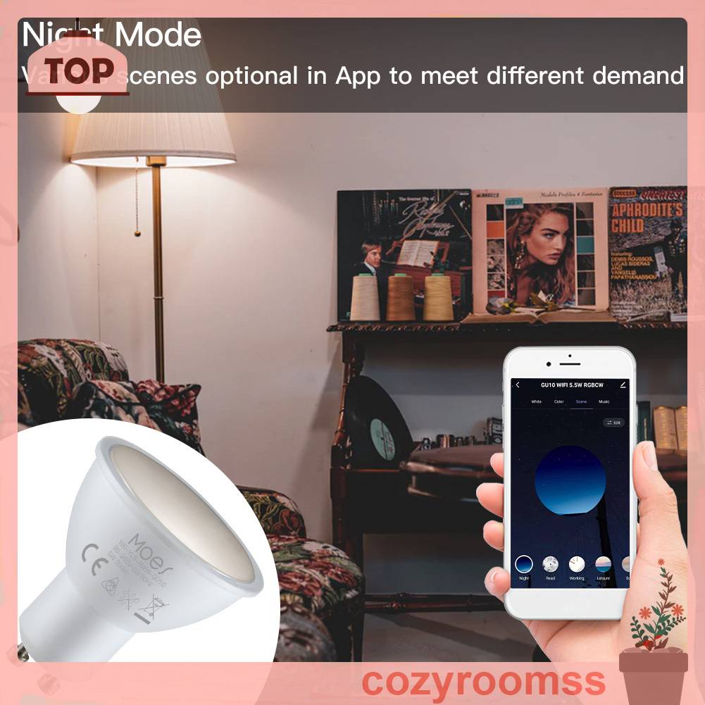 Bóng Đèn Thông Minh MoesHouse GU10 400LM Wi-Fi 2.4GHz RGB Thay Đổi Màu Sắc