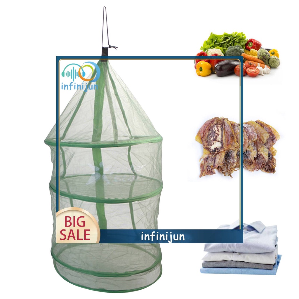 Lồng Lưới Phơi Đồ Có Khóa Kéo Màu Xanh Lá Linh Hoạt Có Thể Gập Lại