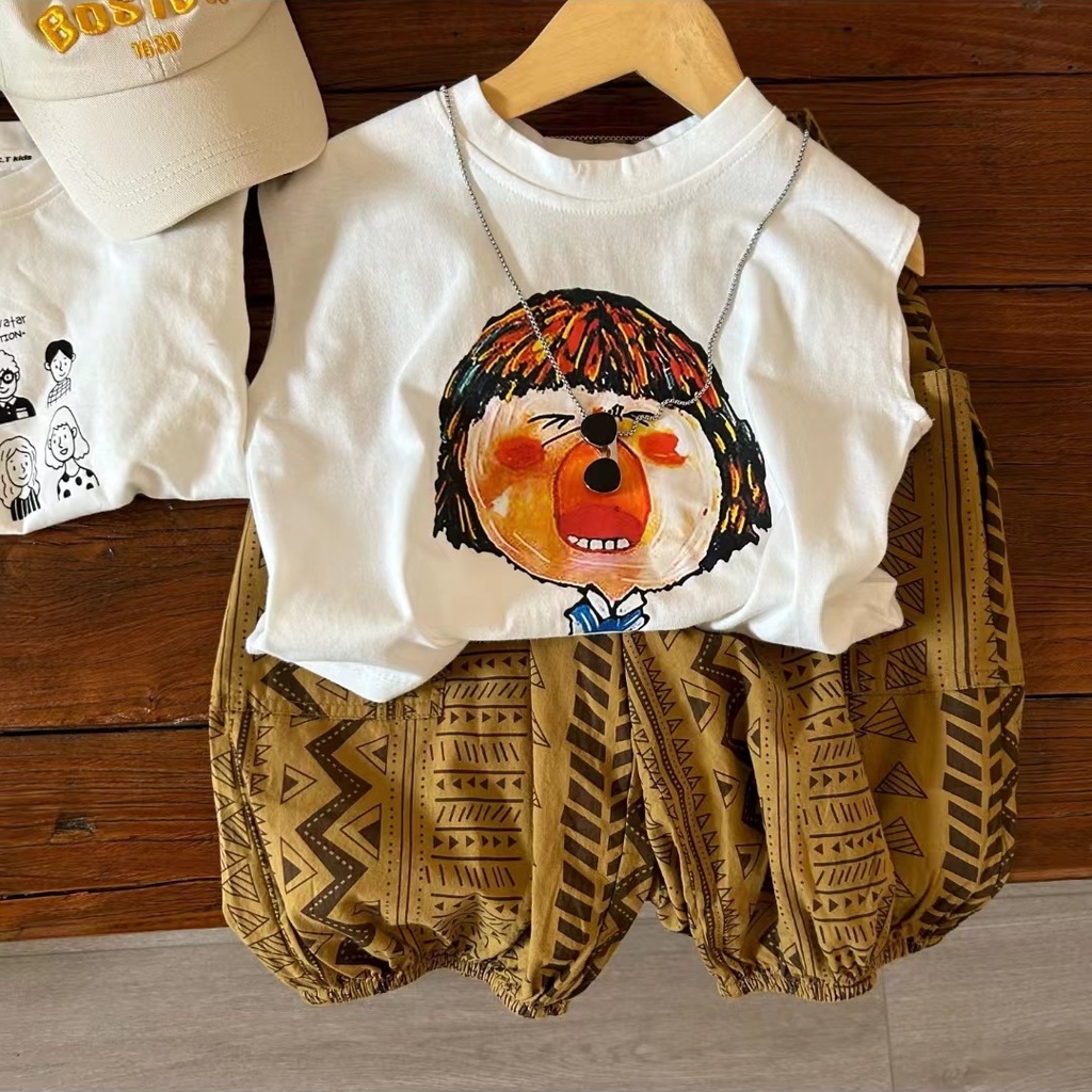 Áo Sát Nách Dáng Rộng Thoáng Khí In Họa Tiết Hoạt Hình Thời Trang Mùa Hè Cho Bé Trai / Gái