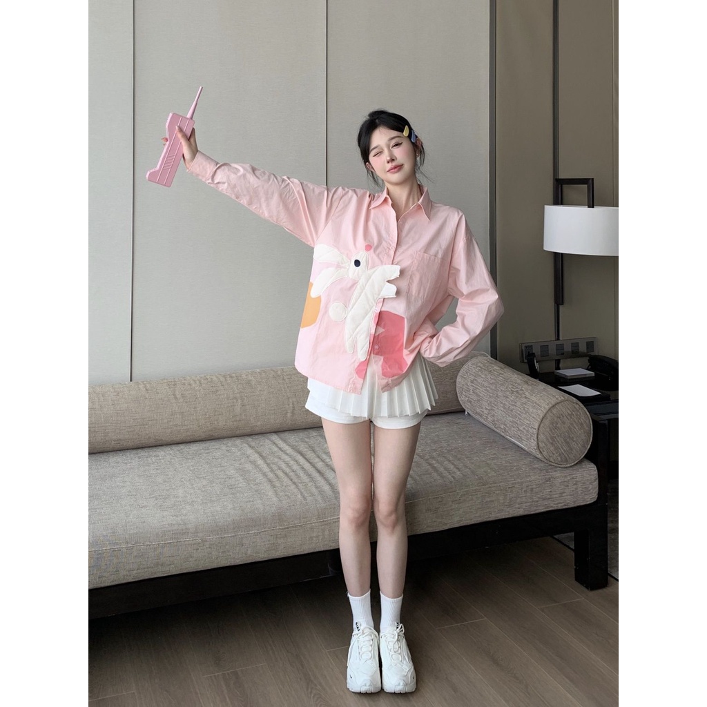 Áo Sơ Mi Tay Dài Màu Hồng Thời Trang Cho Nữ