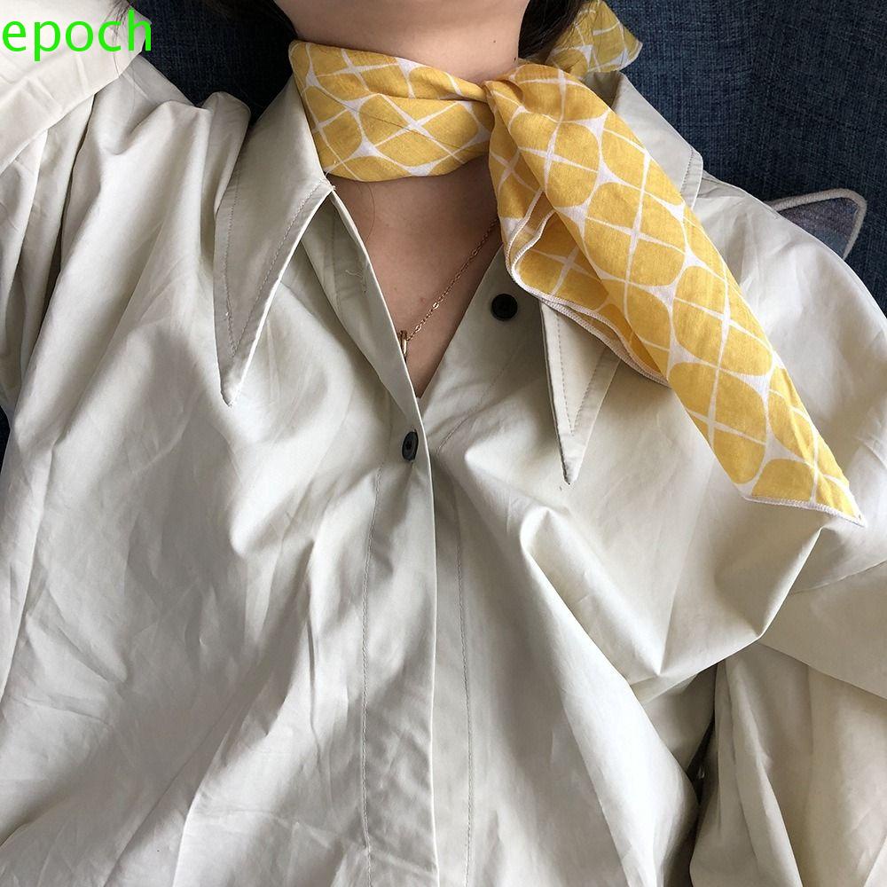 EPOCH Khăn Quàng Cổ Hình Vuông Bằng Cotton Lanh In Họa Tiết Hoa Cổ Điển Thời Trang Cho Nữ