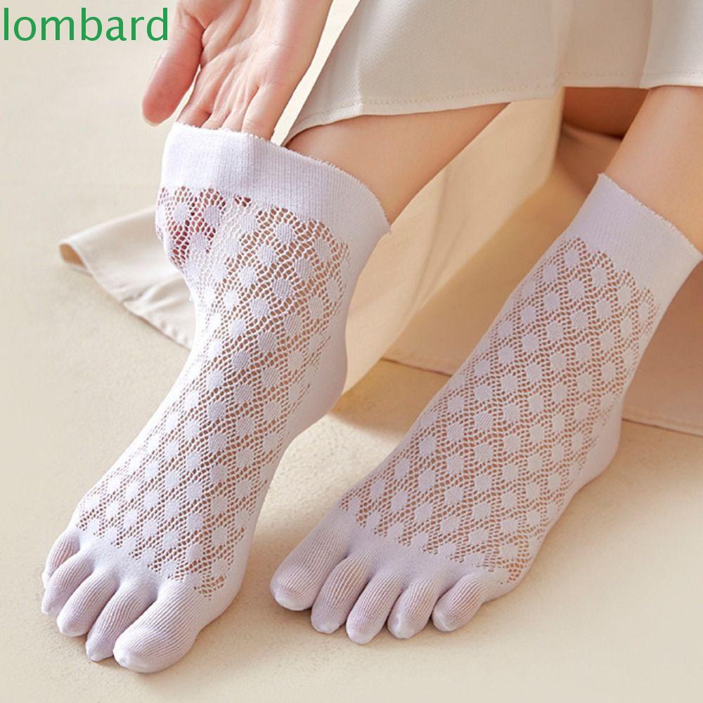LOMBARD Vớ Cotton Nhung Lưới Năm Ngón Co Giãn Màu Sắc Đơn Giản Dành Cho Nữ