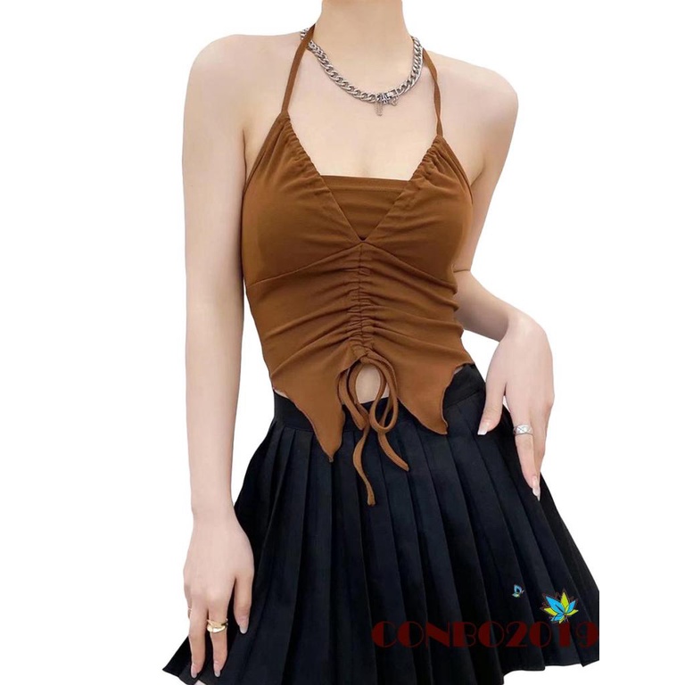 Áo Dây Rút Không Tay Hở Lưng Quyến Rũ Dành Cho Nữ